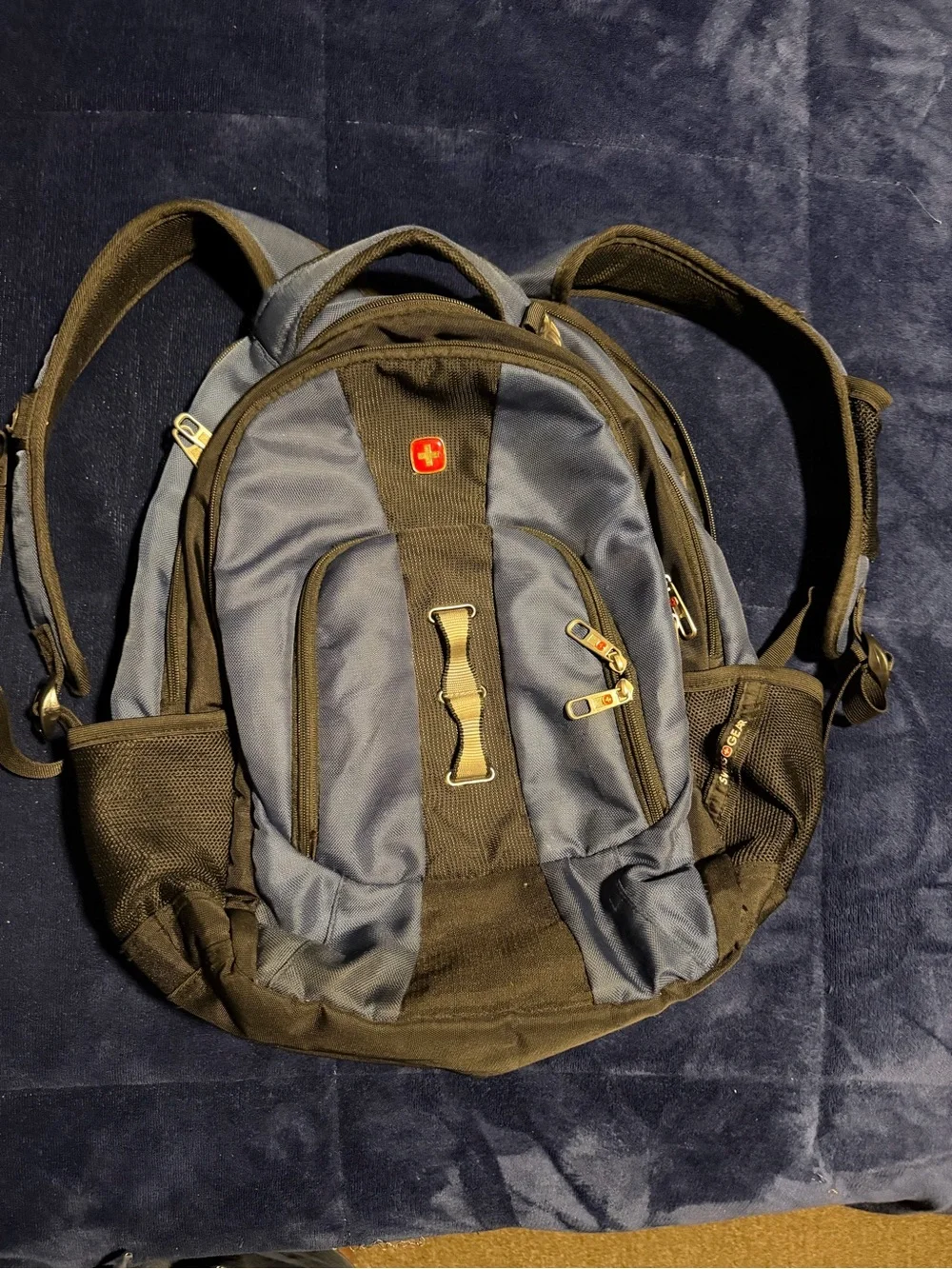 SwissGear Black and Blue Laptop Backpack with Padded Sleeve